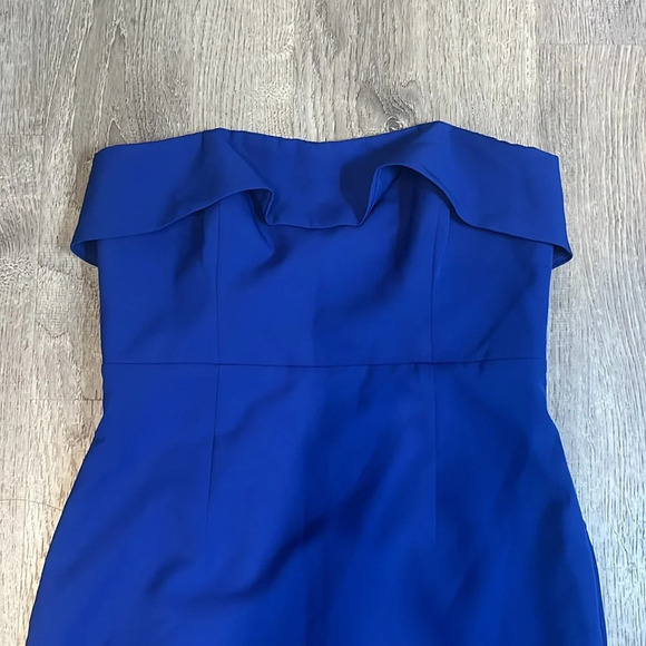 Bardot Zorianna Strapless Ruffle Cobalt Blue Midi Dress - Picture 3 of 6